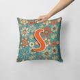 thumbnail image 2 of Carolines Treasures CJ2012-SPW1414 Letter S Flowers Retro Blue Canvas Fabric Decorative Pillow  14Hx14W multicolor, 2 of 2
