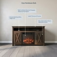thumbnail image 3 of BELLEZE 48" Barn Door TV Stand Media Entertainment Center For TVs up to 50" with 18" Fireplace - Corin (Dark Walnut), 3 of 7