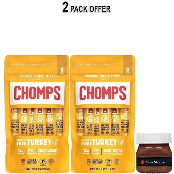 Chomps Original Turkey Sticks 1.15oz - 8 Count Pouch