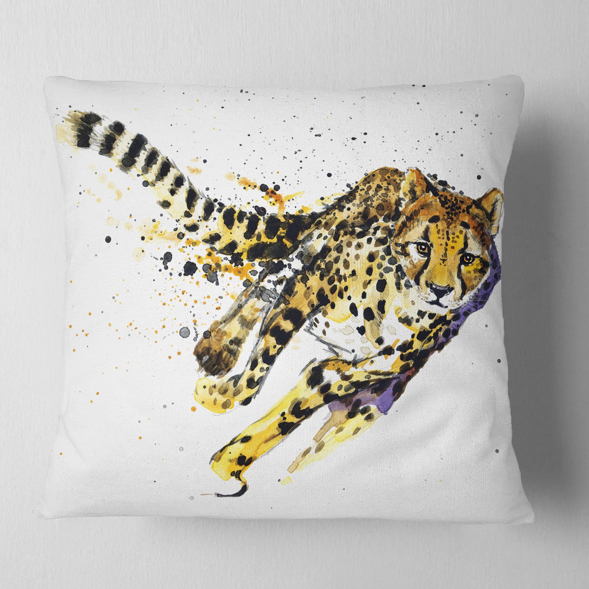 Designart Cheetah Illustration Artwork - Animal Throw Pillow - 16x16