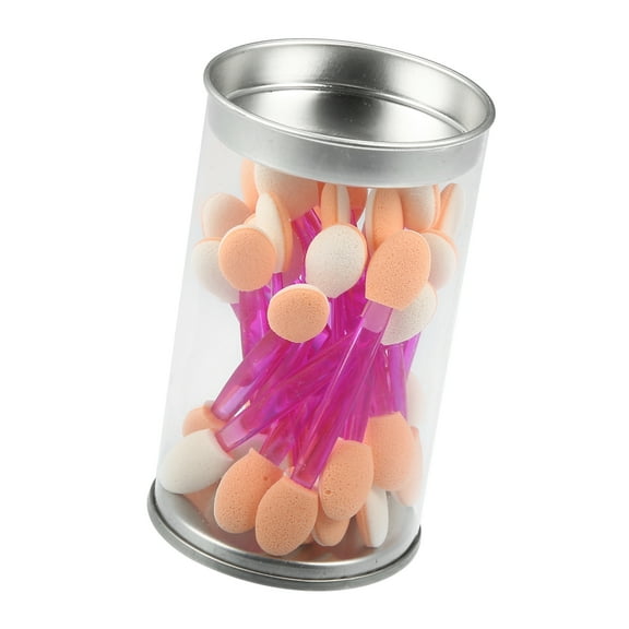 Unique Bargains 25PCS Dual Sides Eye Shadow Brushes Sponge Applicators Makeup Brushes Purple White with Container