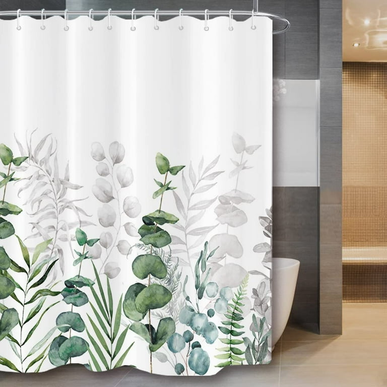 Sage Green Eucalyptus Leaf Shower Curtain Watercolor Bathroom Accessories  Set