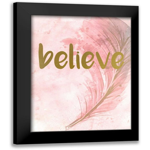 Allen, Kimberly 12x14 Black Modern Framed Museum Art Print Titled - Pink Feathered 1