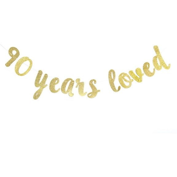90 Years Loved Banner - Happy 90th Birthday/Wedding Anniversary Party Decorations