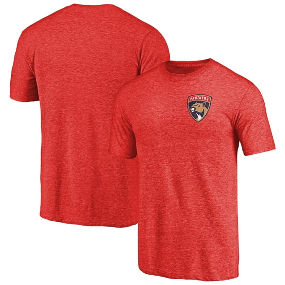 Men's Red Florida Panthers Primary Logo Left Chest Distressed Tri-Blend T-Shirt