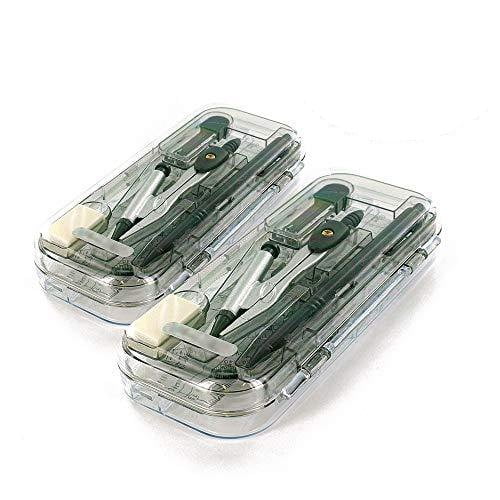 Emraw 9 Piece Math/Geometry Tool Set Includes: Scale-Arm Compass With a Pen, White Eraser, Lead Pencil With Lead Refills & Protractor Set - Great for School, Home & Office - (2-Pack)