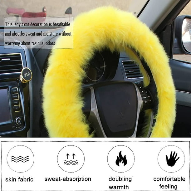1 Set 5 Pcs Fluffy Steering Wheel Cover Set Handbrake Cover