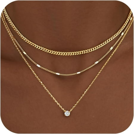 JL Layered Gold Necklaces Silver Plated Dainty Pendant Jewelry Gift Set