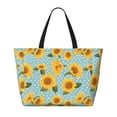 thumbnail image 2 of Kdxio White Polka Dot Sunflower for Beach Bag for Women Large Beach Tote Bag Waterproof Sandproof Swim Bag with Zipper Pockets Beach Vacation Travel, 2 of 7