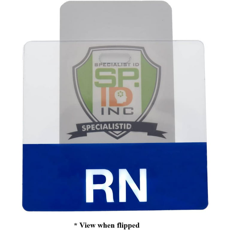 Clear Badge Buddy Vertical - Hospital & Nurse ID Backer Cards - Transparent Title/Role Identifier - Wear Behind Medical Name Badge on ID Reel or