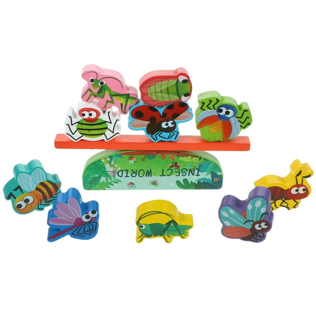MasteelfCA 1 Set Wooden Stacking Blocks Toy Educational Balance Game Toddler Stacking Toy (Insect)
