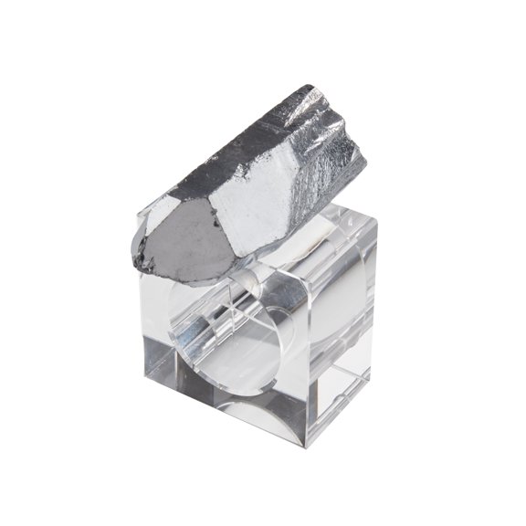 Saro Lifestyle NR156.S 1.5 in. Luxe Quartz Napkin Ring, Silver - Set of 4