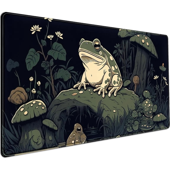 Mousepad Forest Green XXL Desk Mat Gold Moon Phases Large Extended Mouse Pad Gaming Laptop Keyboard and Mouse Mat Desk Pad, Non-Slip Rubber Base with Stitched Edges, 31.5x15.75 in