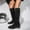 Black, variant on Women's Knee High Boots Low Block Heel Pull On Round Toe Slouchy Wide Booties Non-Slip Pleated Outdoor Fashion Boot Black 37