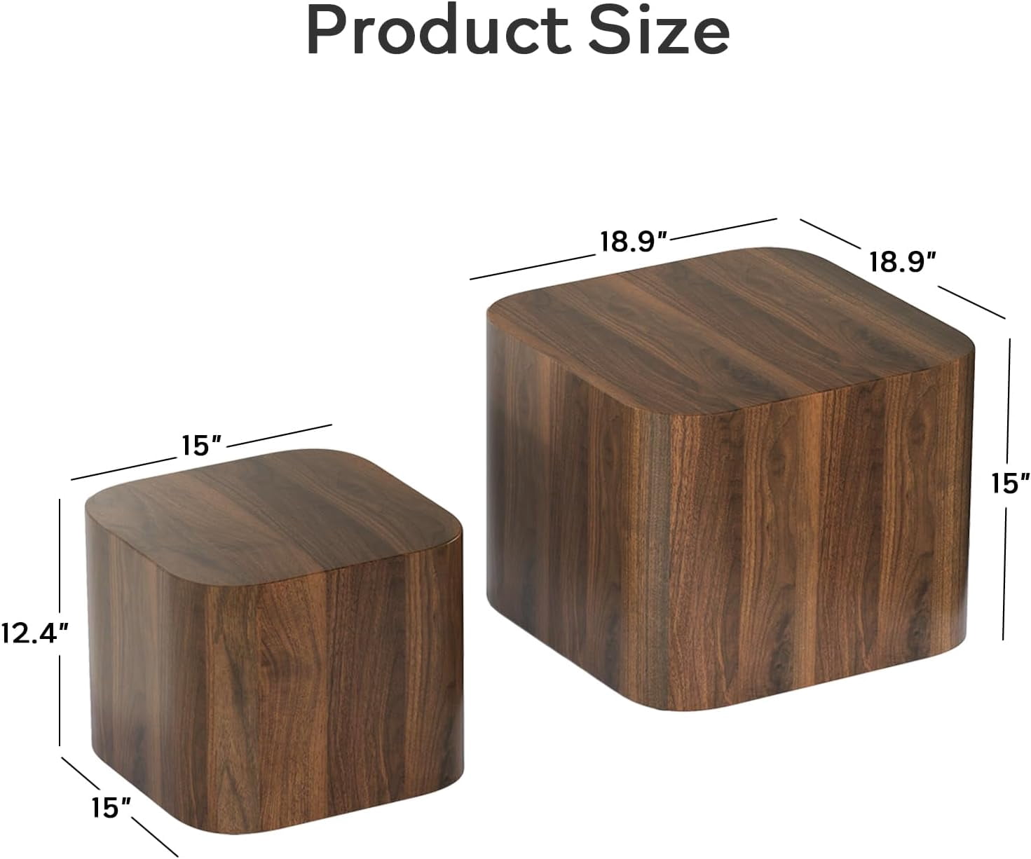 LAZZO Nesting Coffee Table Set of 2, Modern Wooden Coffee Table & End Table, Small Side Tables for Living Room, Bedroom & Apartment, Brown