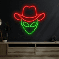 thumbnail image 3 of C-craft Alien Cowboy Hat Neon Sign Wall Art Teen Room Decor Gift for Living Room Wall Decor, 3 of 4