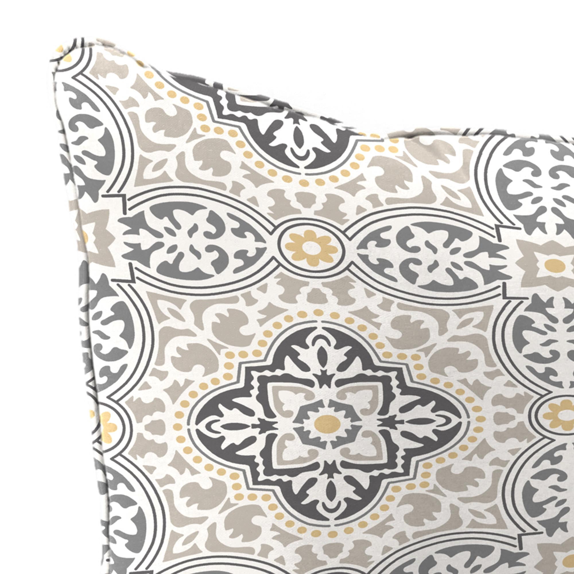 Jordan Manufacturing 46.5" x 24" Rave Grey Quatrefoil Rectangular Outdoor Deep Seat Chair Cushion Set with Welt