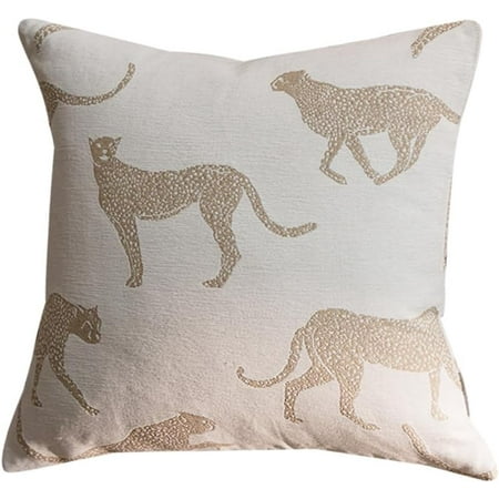 

16x16 inches Throw Pillow Cushion Covers - White Leopard Cheetah Chenille jacquard embroidery Couch Sofa Pillow Covers for Living Room Bedroom