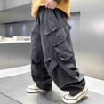 thumbnail image 5 of oqasdz Boys Cargo Pants Straight Leg Joggers Baggy Trousers for Kids Teen Athletic Playwear Versatile Casual Dailywear, 5 of 6