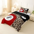 thumbnail image 2 of Castle Fairy Red Billiards Twin Comforter Sets 2pcs, Vintage Leopard Print Bedding Set, Brown Red White,Black Reversible,1 Comforter and 1 Pillowcase, 2 of 6