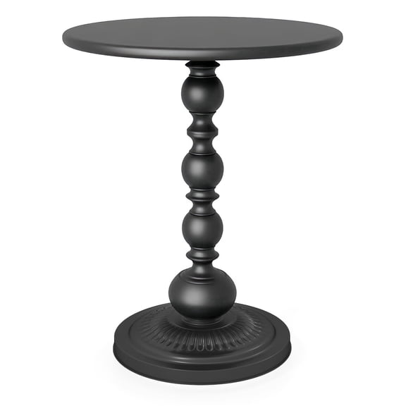 Funecy Metal Small End Table,Vintage Matte Black Round Side Table Nightstand for Bedside or Sofa,Small Accent Pedestal Table for Living Room Corners Bedroom Patio and bar
