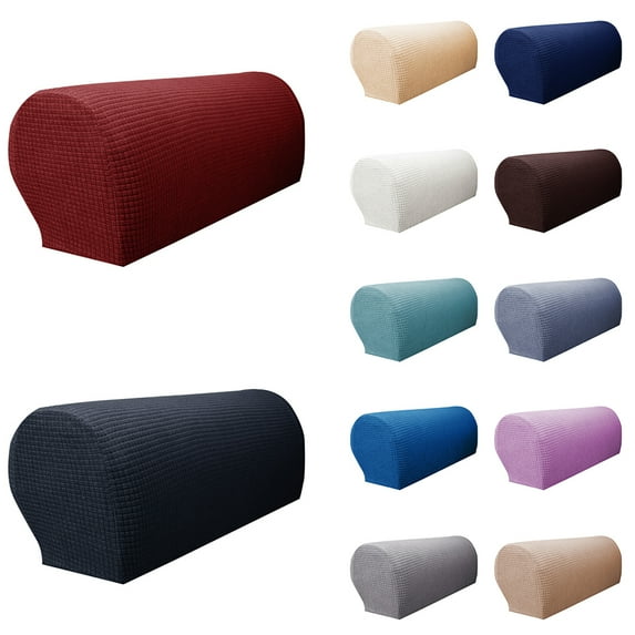 Yipa Anti-Slip Spandex Armrest Cover for Leather Sofa Stretchy Polyester Fabric Recliner Armchair Couch Slipcover Furniture Protector Black 2 Pair