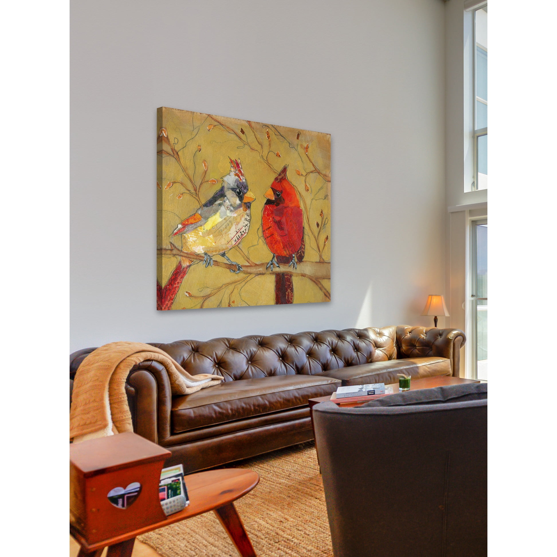"Cardinal Conversation" Painting Print on Wrapped Canvas