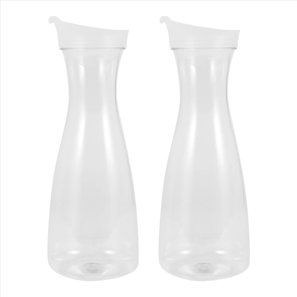 2 Piezas Garrafas de Agua de PláStico de 1 L con Tapas Abatibles Blancas, Jarras Inastillables Reciclables y de Alimenticio, Tarro de Jugo