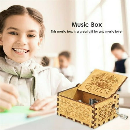 Pinkmall Wooden Engraved Queen Music Box Bohemian Rhapsody Kids Christmas Gift Music Box
