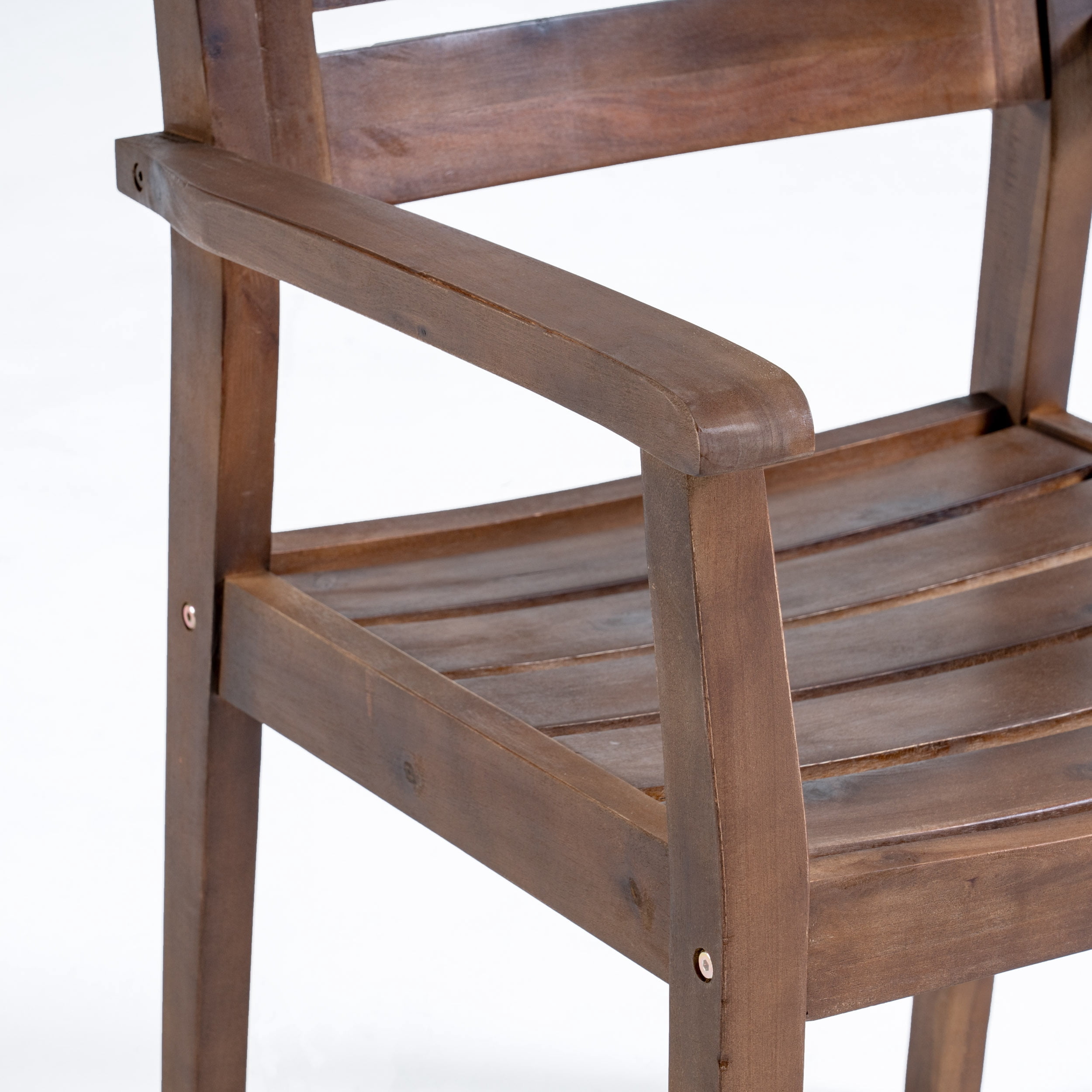 Outdoor Dining Chairs Set of 2 – Solid Acacia Wood Patio Armchairs with Slatted Seat & Back, Weather-Resistant for Backyard, Garden or Poolside