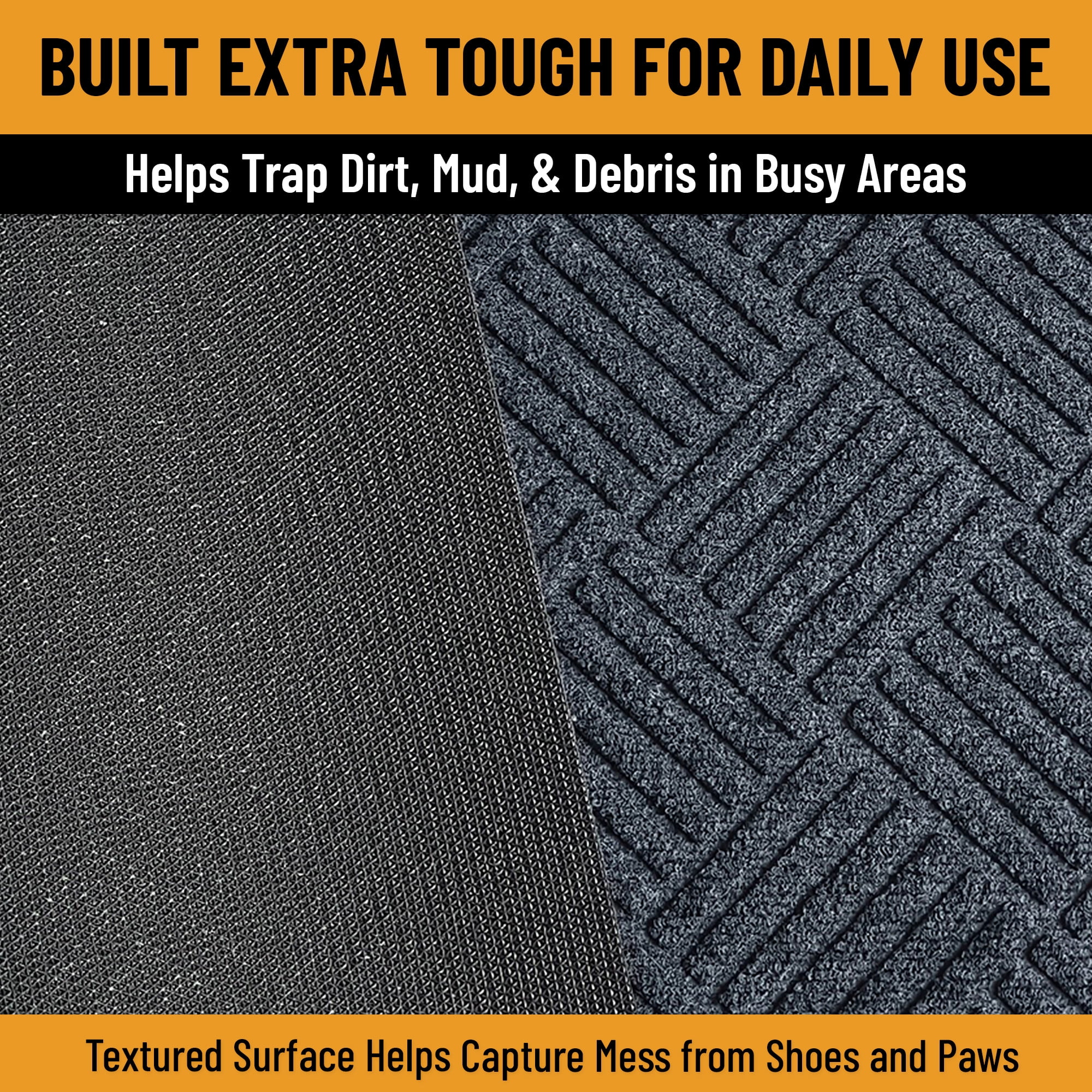 Ottomanson 2'7" x 41' Heavy Duty Non-Slip Hallway Runner Rug, Waterproof Commercial Floor Mat, Dark Gray