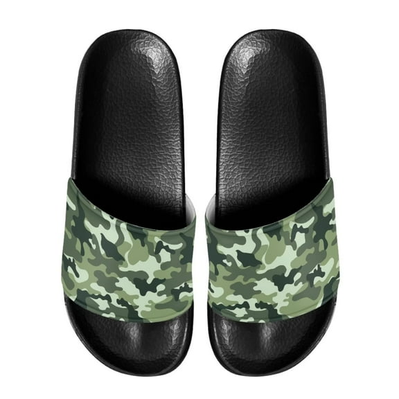 Psesaysky Men's Green Camouflage Slide Sandals Anti-Slip Lightweight Sandals Versatile Durable Shower Shoes Size 5-14