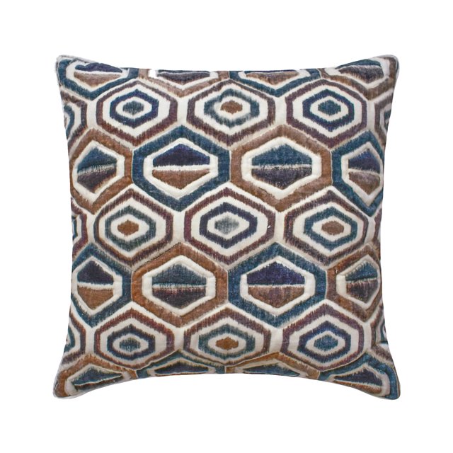 The HomeCentric Decorative Brown 14"x14" (35x35 cm) Throw Pillows, Velvet Pattern Throw Pillows For Couch, Geometric Pattern Modern Style - Half Tone