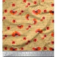 thumbnail image 1 of Soimoi Orange Modal Satin Fabric Text & Poppy Floral Print Fabric by Yard 42 Inch Wide, 1 of 3
