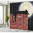 thumbnail image 5 of Ambesonne Moon Shower Curtain, Sillhouette Cat Resting, 69"Wx70"L, Black Ivory Vermilion, 5 of 5