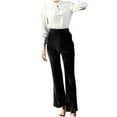 thumbnail image 2 of qolati Women Wide Legs Flare Pants Elegant High Waist Dress Work Loung Trousers Velvet Stretchy Bootcut Business Office Suit Pant, 2 of 7