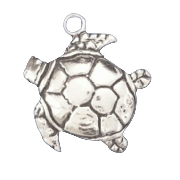 Sterling Silver 24" 1.2mm Box Chain 3D Sea Turtle Pendant Necklace