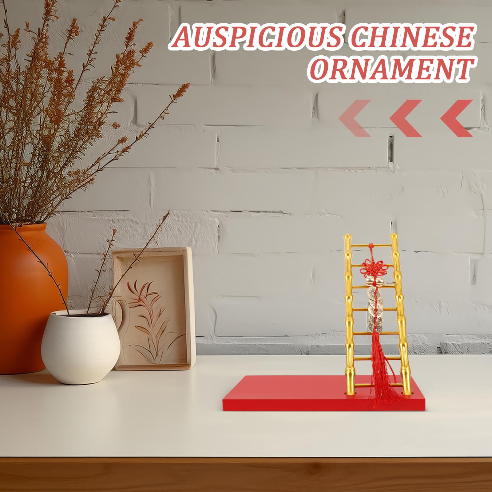 Mobutofu Ladder Shape Lucky Ornaments Assorted Color 25.0X13.5X0.8Inch For Housewarming And Office Decoration 1Set