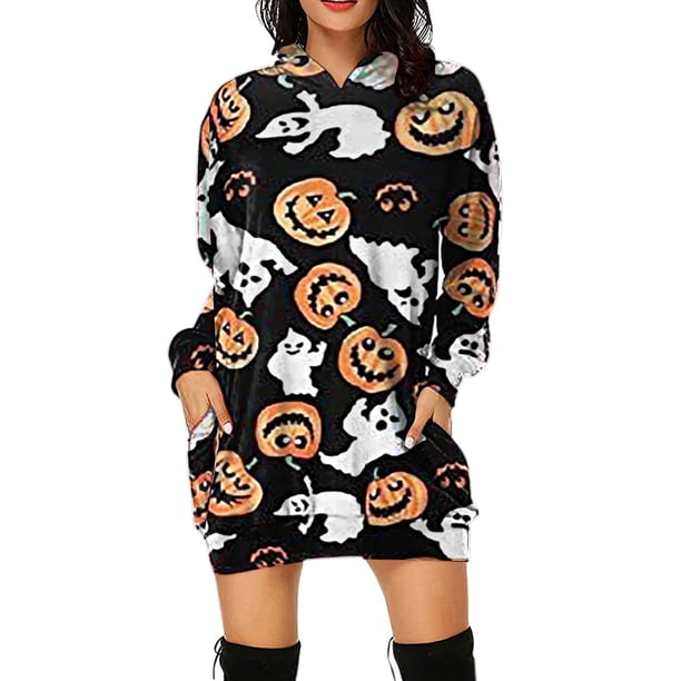 Sudadera con Capucha Yuyangstore Vestido de Sudadera Colorido Negro Naranja XXXL