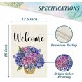 thumbnail image 6 of Welcome Spring Summer Hydrangea Garden Flag 12 x 18 Inch Double Sided, Burlap Floral Flower Welcome Yard Outdoor Flag, 6 of 6