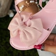 thumbnail image 6 of Womens Pink Bow Sandals, Adjustable Ankle Strap Casual Comfort Sandals, PU Faux Leather Braided Detail Flat Sandals for Women Sizes 5-12,Size 38, 6 of 9