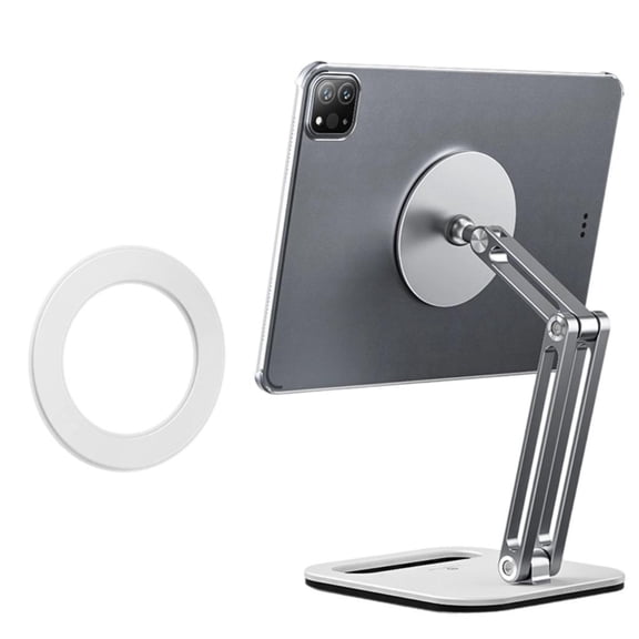 Yammee Rotating Magnetic Tablet Stand Expandable Foldable Desktop Mount Aluminum Base Ratcheting Tension Control Expandable