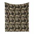 thumbnail image 1 of Flower Soft Flannel Fleece Throw Blanket, Classic Victorian Style Old Fashioned Bouquets Lily Exotic Leaf Plants Print, Cozy Plush for Indoor and Outdoor Use, 60" x 80", Sepia Black Tan, by Ambesonne, 1 of 6