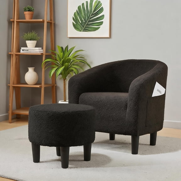 Accent Chair with Ottoman, Stylish Corner Chair