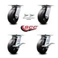 thumbnail image 2 of 6 Inch Rubber on Steel Swivel Caster Set 2 Swivel Locks 2 Brakes Service Caster, 2 of 2