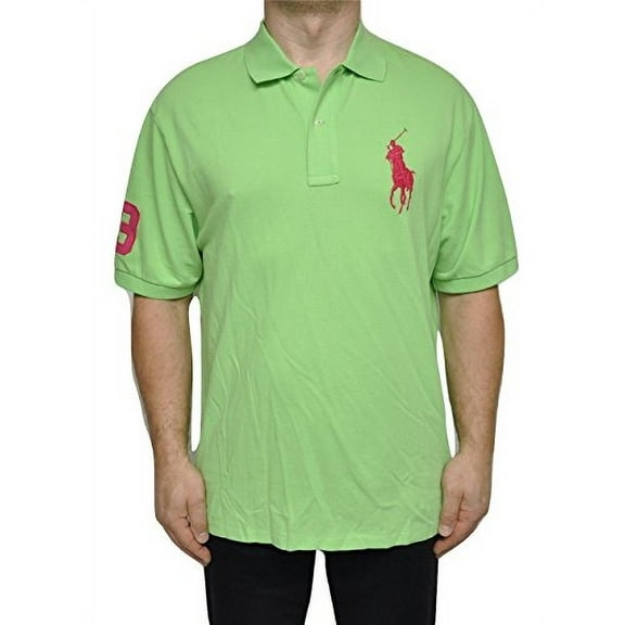 Polo Ralph Lauren Mesh Cotton Polo Big Pony Shirt T-Shirt Top, Green, 1XB