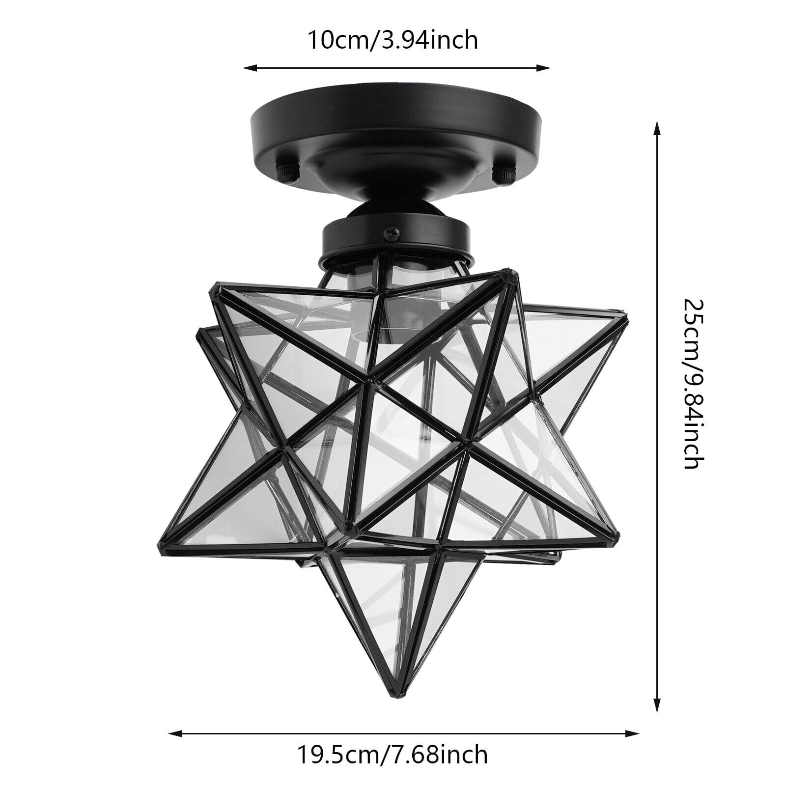 Modern Moravian Star Lamp Flush Mount Ceiling Light w/ Transparent Glass Shade
