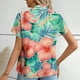 thumbnail image 2 of Top de Impresión Hawaiana de las Señoras, Moda de Manga Corta Solapa Casual Botón Blusa para las Vacaciones Y el Uso Diario, Camiseta Elástica de Verano, 2 of 6