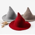 thumbnail image 3 of Halloween Witch Hat Women Black Cute Knitted Costume Wool Cosplay Party Girl Wide Brim Foldable Pointed Daily Accessory, 3 of 4