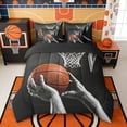 thumbnail image 3 of Erosebridal Boys Basketball Twin Bedding Sets, Sport Bedding Comforter Set for Kids and Teens, Black Reversible 7pcs, 3 of 6
